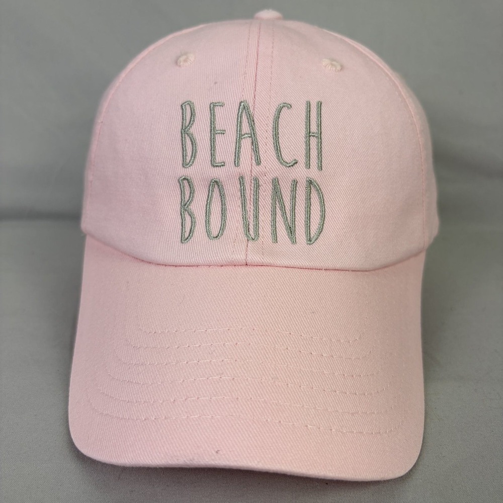 Unbranded Baseball Cap Beach Bound Womens OSFM Pink Embroidered Hat